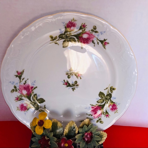 Royal Kent 6  Poland Moss Rose Gold Dinner Plate Set Cottage Holidays China Set - Picture 2 of 6